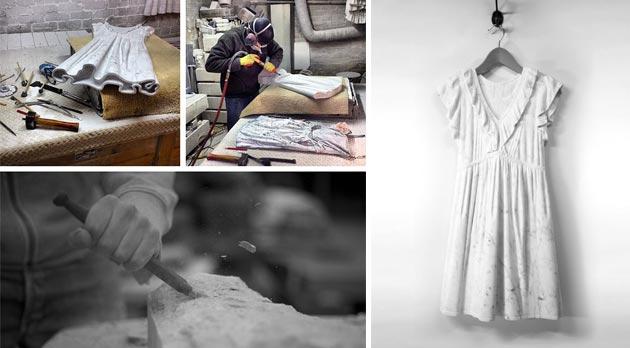 Le opere d’arte di Alasdair Thomson: vestiti realizzati in marmo