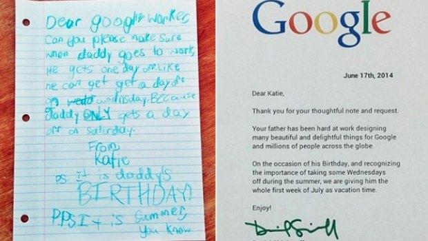 Bambina scrive a Google per chiedere le ferie del padre