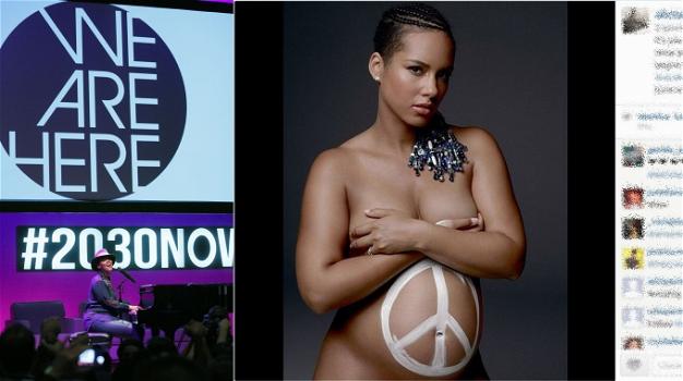 Alicia Keys, incinta, si spoglia su Instagram