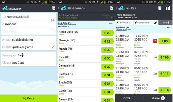 App Skyscanner: voli e hotel sono più economici