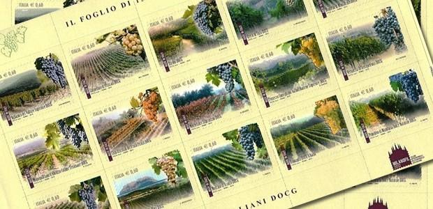 Le poste italiane celebrano i Vini DOCG con un foglietto di 15 francobolli