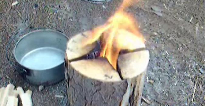 La torcia svedese, un metodo geniale per cucinare e riscaldarsi