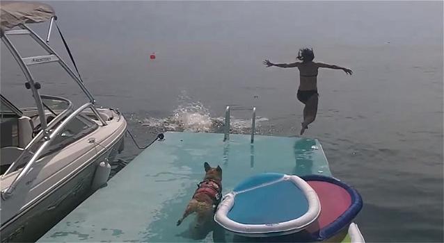 Cooper, il cane che ha sconfitto la sua paura dell’acqua