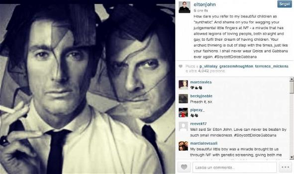 Adozioni gay: Elton John attacca Dolce e Gabbana