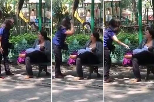 VIDEO shock: madre allatta al seno al parco, e viene insultata da una coppia