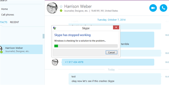 Skype killer: ecco il messaggio pericoloso che manda in crash l’app