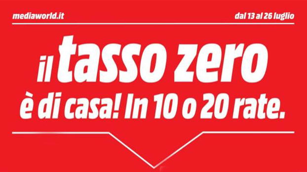 Volantino Mediaworld dal 13 al 26 Luglio: “Il tasso ZERO è di casa!”