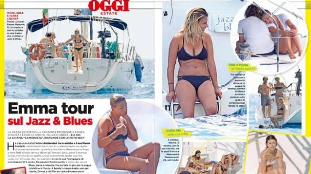 Emma Marrone relax in bikini in barca e con pancetta
