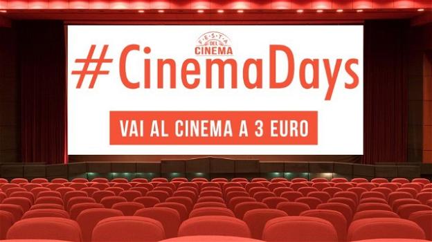 CinemaDays: dal 12 al 15 ottobre biglietti a 3 euro. Informazioni utili