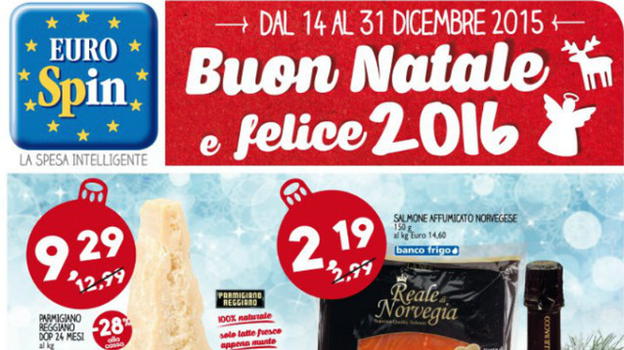 Volantino Eurospin dal 14 al 31 Dicembre 2015: "Buon Natale e felice 2016"