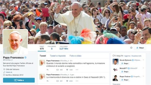 Papa Francesco spopola su Twitter. Più di 26 milioni di follower