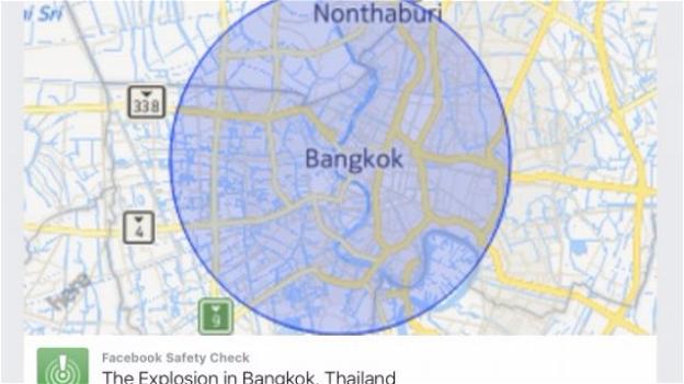 Il Safety Check di Facebook segnala, per errore, una bomba a Bangkok