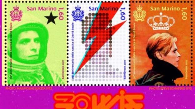 Il Duca Bianco David Bowie in tre francobolli di San Marino