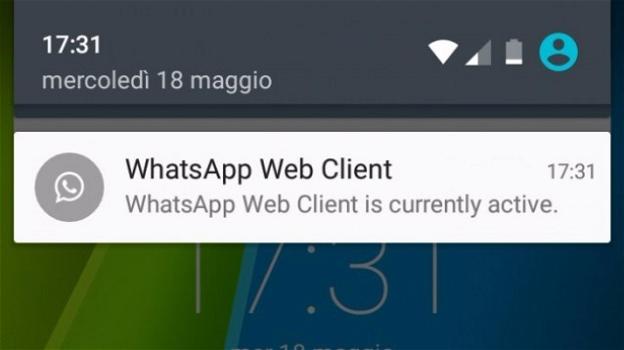 WhatsApp notifica – per ragioni di privacy – se il client web è attivo