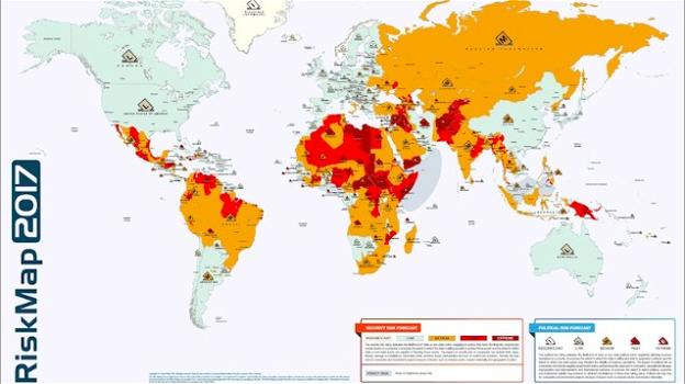 Mappa dei Paesi a rischio del terrorismo