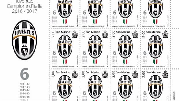 Il sesto scudetto consecutivo della Juventus nei francobolli