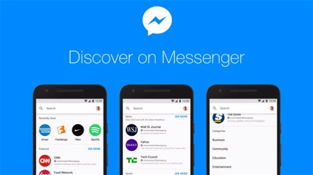Facebook: in Messenger viene migliorato "Discover", lo store dei bot