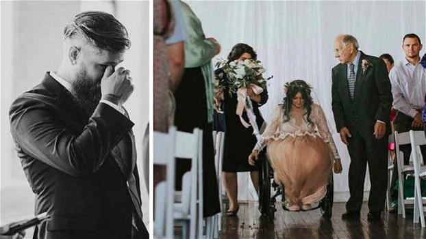 Lo sposo attende la moglie paralizzata all’altare. Quando vede ciò che fa la sposa, scoppia in lacrime