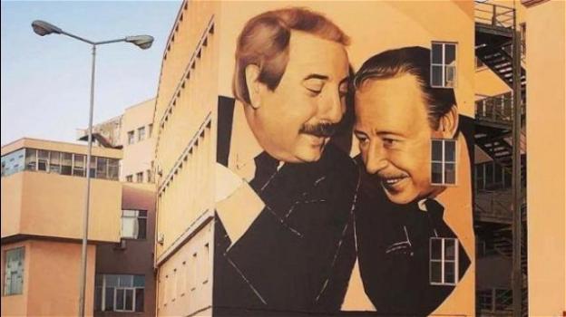 Appare a Palermo un murales che celebra Falcone e Borsellino
