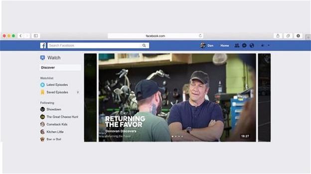 Facebook lancia Watch, la piattaforma tv dedicata all’intrattenimento