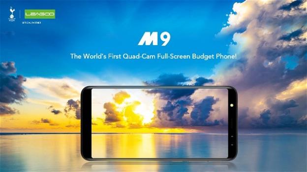 Leagoo M9, smartphone low cost con 4 fotocamere, e display a 18:9