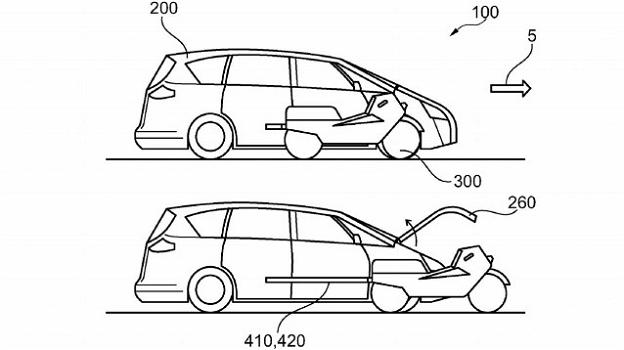 Ford ha depositato il brevetto di un’auto che ha uno scooter elettrico integrato al proprio interno
