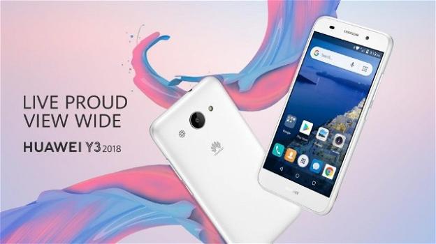 Huawei Y3 2018, smartphone entry level con Android Oreo 8.1 in versione "Go Edition"