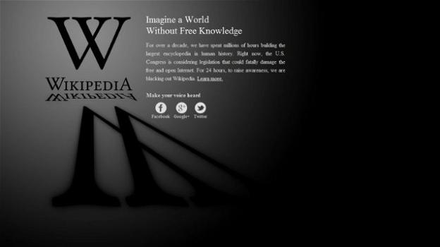 Wikipedia oscurata in Italia per protesta: "Minaccia alla libertà"