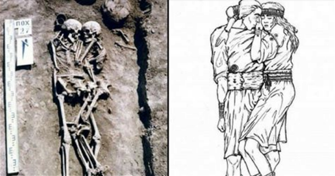 Trovata una coppia di scheletri abbracciati l’un l’altro da tremila anni
