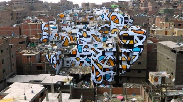 Street-art. Enorme murales su 50 palazzi: il risultato è visibile solo da lontano