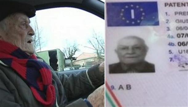 Nonno Peppino, patente rinnovata a 102 anni: mai avuto incidenti al volante