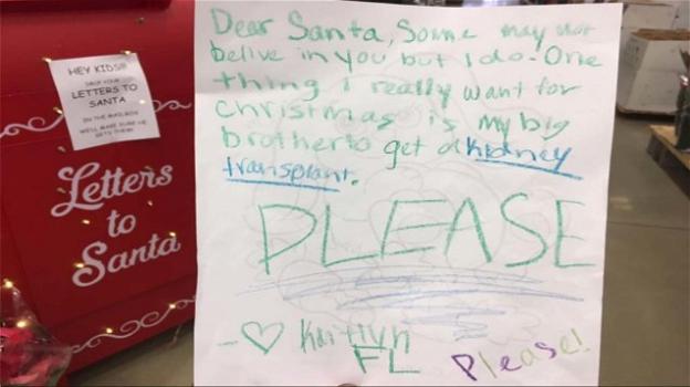 La commovente lettera di una bambina per Babbo Natale: "Vorrei solamente un rene per mio fratello malato"
