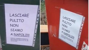 “Lasciare pulito, non siamo a Napoli”, cartelli shock sui cassonetti a Pordenone