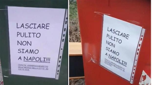“Lasciare pulito, non siamo a Napoli”, cartelli shock sui cassonetti a Pordenone