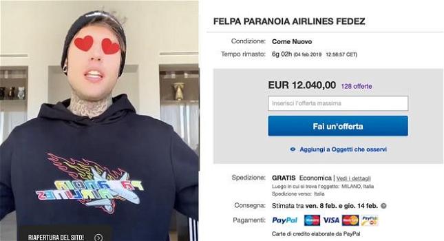 Le felpe “Paranoia Airlines” di Fedez vengono vendute a 12mila euro su Internet