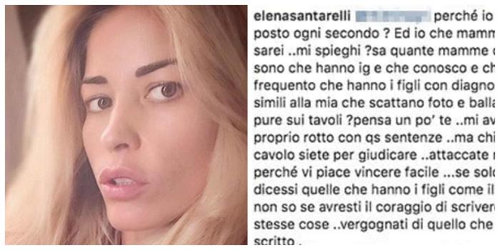 Elena Santarelli massacrata dagli haters per il tumore del figlio: “Perché tanto odio?”