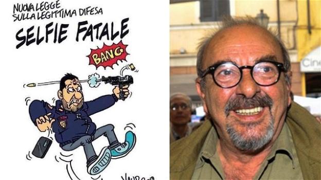Vauro Senesi e la sua vignetta choc su Salvini: "Quando scambiò la pistola per il telefonino"
