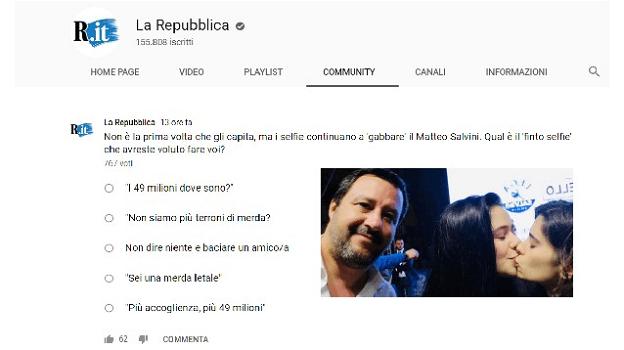 La Repubblica lancia un sondaggio shock su Salvini e scatena la reazione dei lettori