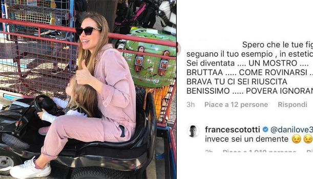 Ilary Blasi insultata su Instagram: “Sei un mostro, povera ignorante”. E arriva la risposta di Francesco Totti: “E tu sei un demente”
