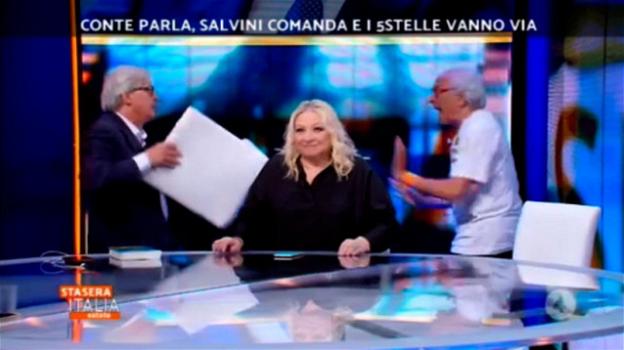 Stasera Italia, rissa choc tra Vittorio Sgarbi e Giampiero Mughini
