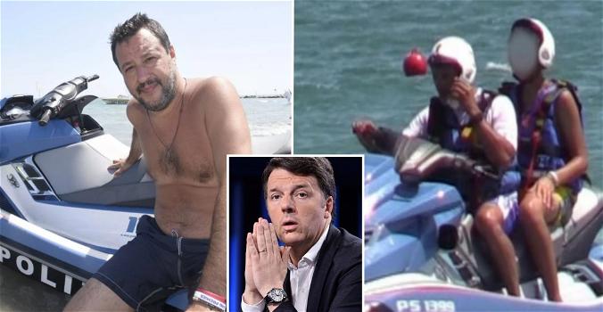 Il figlio di Salvini si diverte sulla moto d’acqua della Polizia, scoppia la polemica: le parole di Matteo Renzi