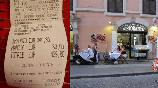 429.80 euro per un piatto di pesce: stangata ai turisti in visita nella Capitale