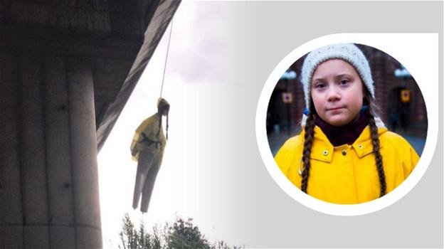 Impiccato oggi a Roma un fantoccio con le sembianze di Greta Thunberg