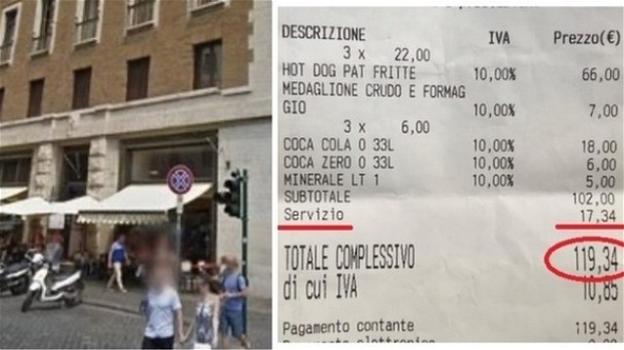 Roma, 120 euro per 4 panini: lo scontrino è regolare