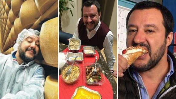 Salvini si fa una foto con del cibo cinese: la reazione dei follower leghisti