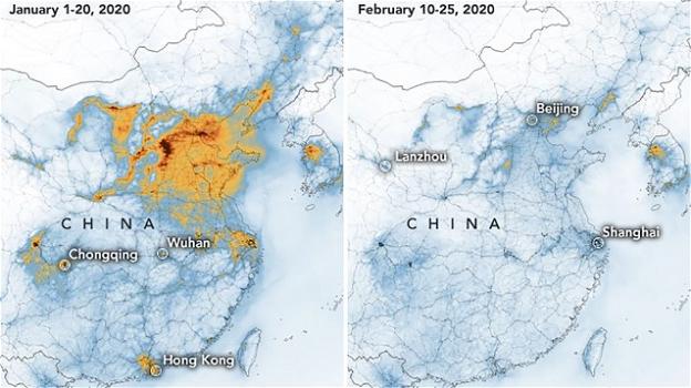 Cina, effetto Coronavirus: la NASA certifica un calo dell’inquinamento del 30%