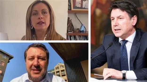 Matteo Salvini e Giorgia Meloni accusano Giuseppe Conte di usare metodi da regime