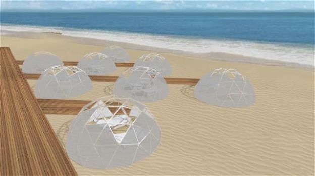 Coronavirus, al mare nelle cupole di bambù con vasche di acqua marina filtrata: ecco il nuovo progetto