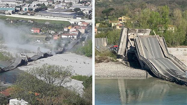 Massa Carrara: crolla ponte ad Albiano. Due furgoni coinvolti