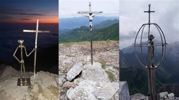 Spuntano misteriose croci in acciaio sulle vette delle Alpi Apuane